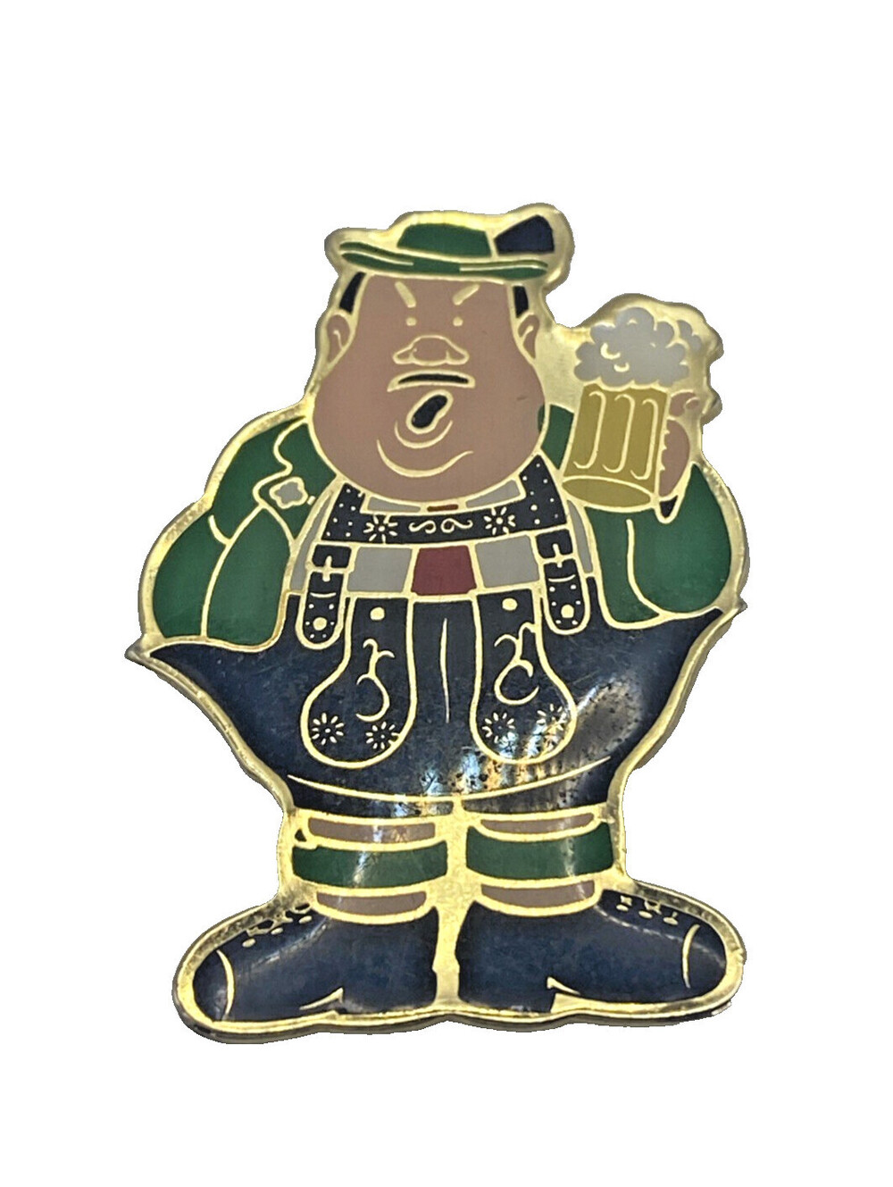 Vintage German Oktoberfest Man Beer Stein Enamel Pin Brooch